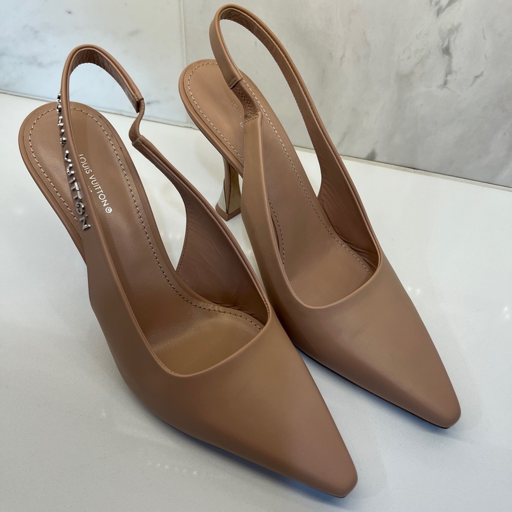 Louis Vuitton Shoes Sparkle Slingback Pump Size 39 Nude